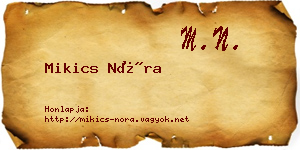 Mikics Nóra névjegykártya