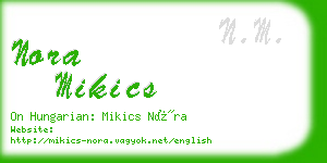 nora mikics business card